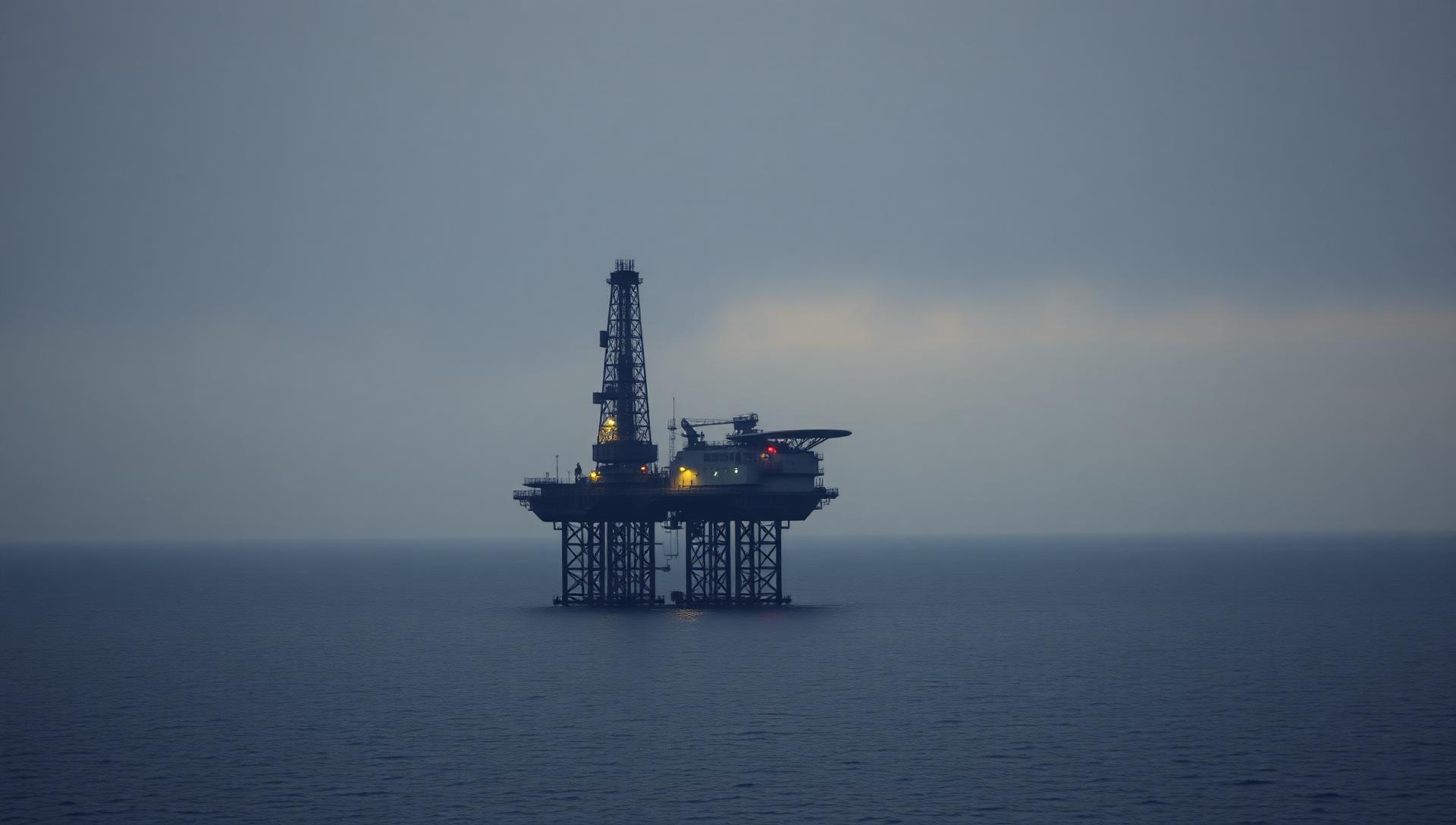 Offshore oil and gas platform at sea